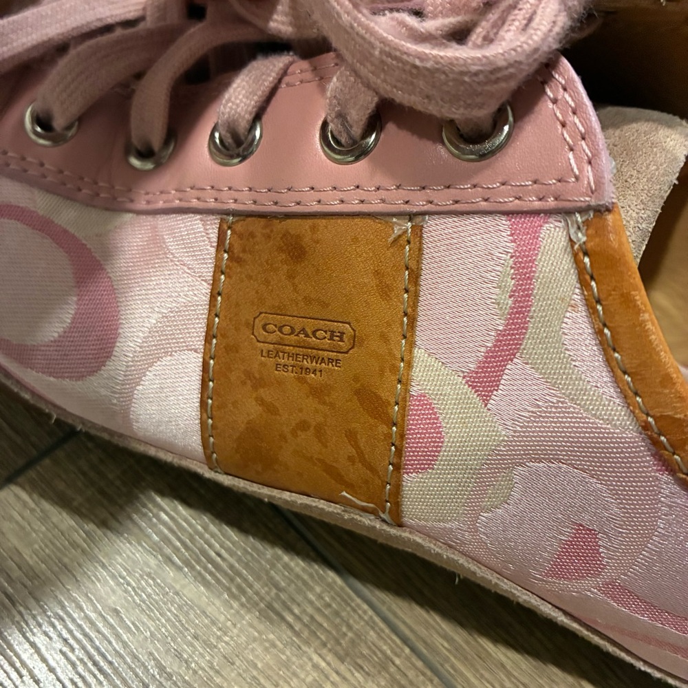 Coach Pink and Tan Women's Casual Sneakers, 9 - Picture 5 of 12